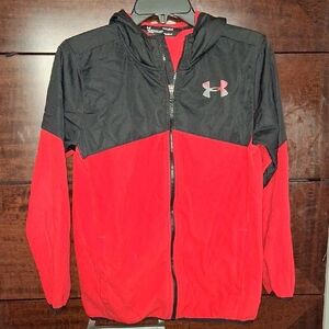 🖤 EUC Under Armour Two-Tone Red and Black Hoodie JUNIOR Large